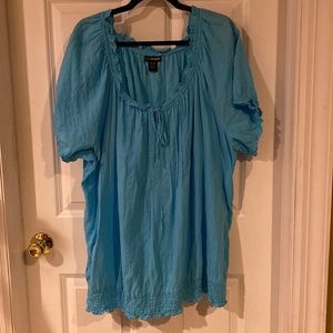Turquoise shirt-sleeve blouse by Lane Bryant in size 26/28